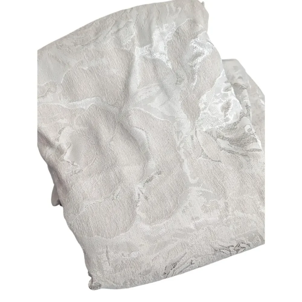 STUNNING GORGEOUS PINK/SILVER BIG ROSES W/SATIN SHEEN FABRIC SHOWER CURTAIN!
